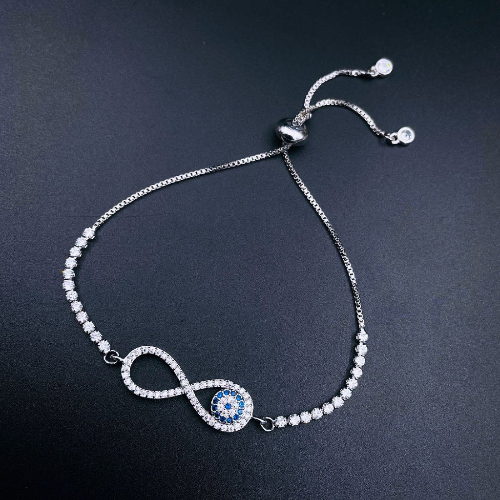 Blue Silver Slider Infinity Turkish Evil Eye Bracelet For Women Bulk