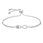 Blue Silver Slider Infinity Turkish Evil Eye Bracelet For Women Bulk