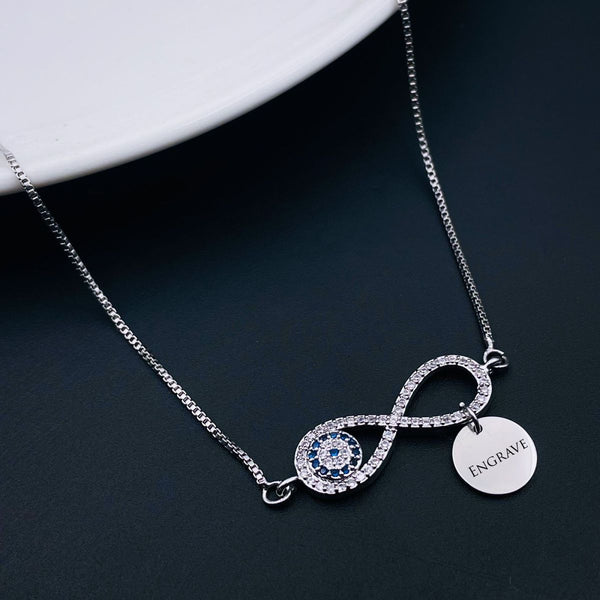 Copper Cubic Zirconia Blue Silver Evil Eye Infinity Pendant Chain Bulk Main image