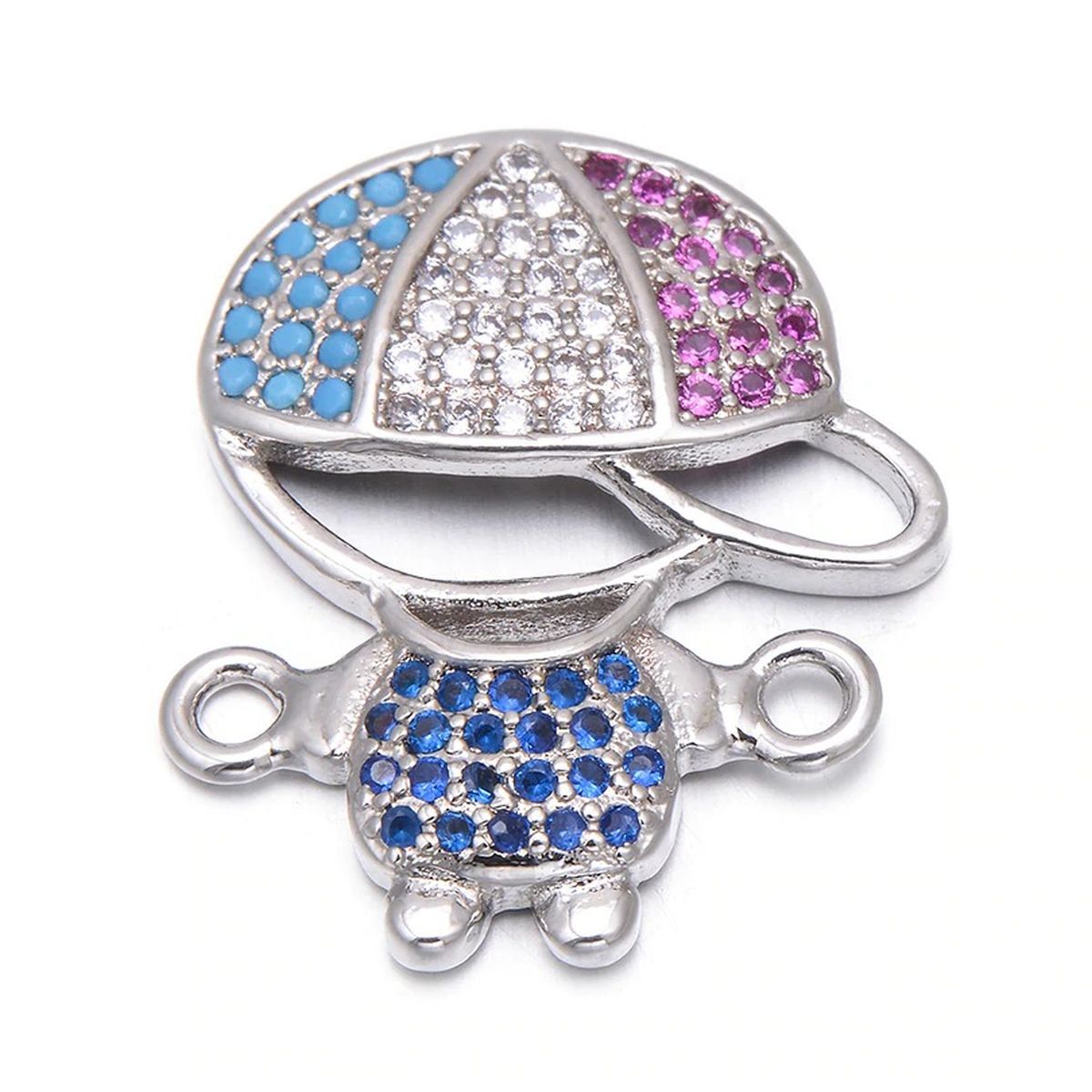 Cute Baby Boy Charms CZ Slider Extender Extension Silver Bracelet Bulk