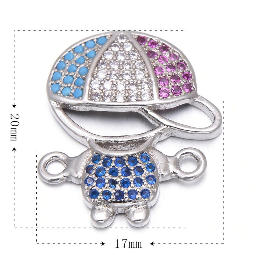 Cute Baby Boy Charms CZ Slider Extender Extension Silver Bracelet Bulk