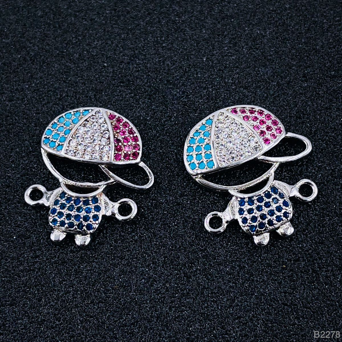 Baby Boy Silver Pink Blue Crystal CZ American Diamond Centre Pcs Bulk
