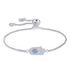Evil Eye Hamsa Nazariya Silver CZ Adjustable Bracelet Bulk