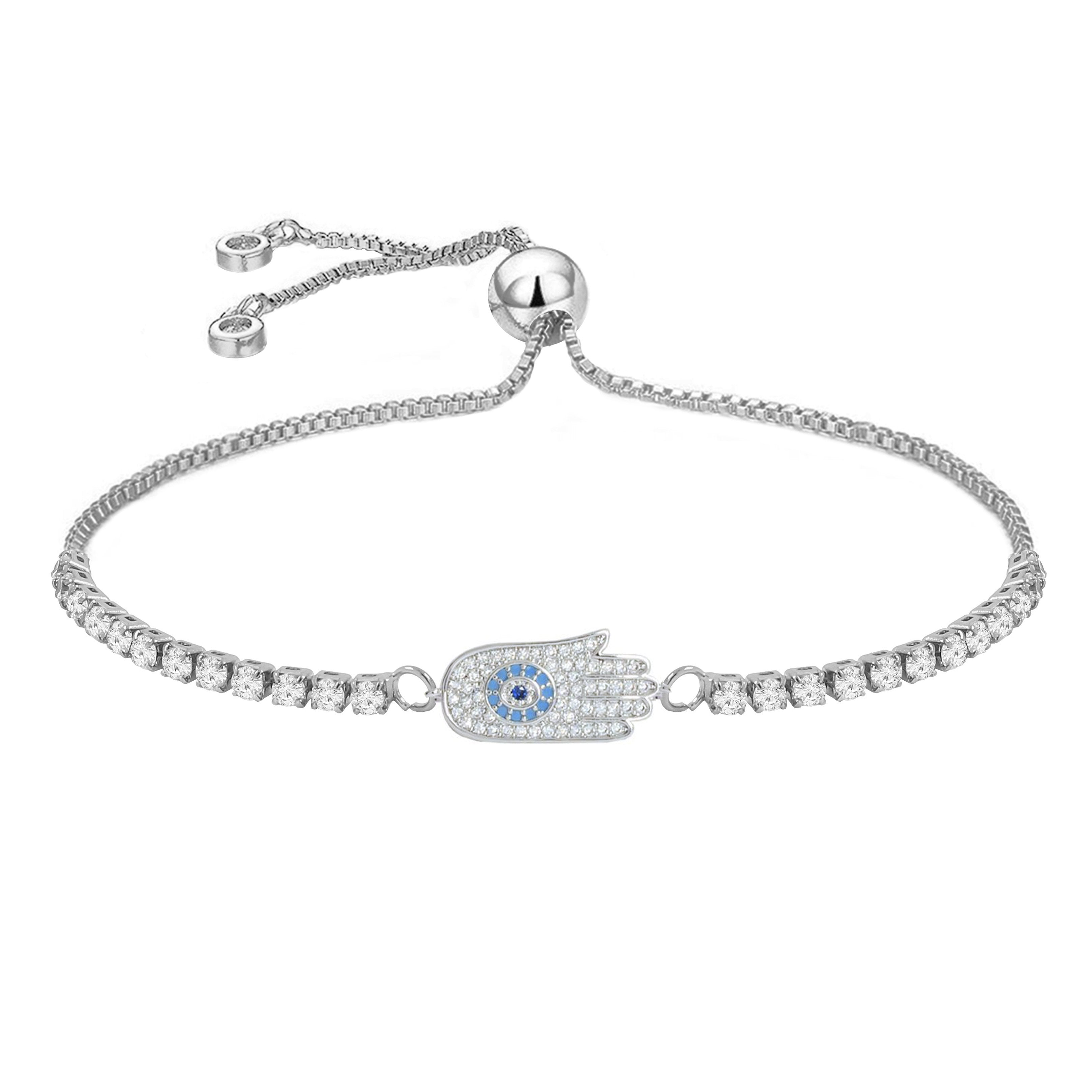 Blue Slider Hamsa Turkish Evil Eye Bracelet For Women Bulk