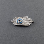 Evil Eye Hamsa Hand Nazariya Silver American Diamond Cubic Zirconia Charm Adustable Centre Pcs For Women