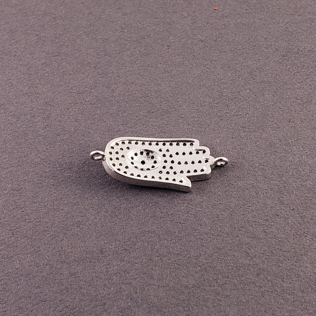 Evil Eye Hamsa Hand Nazariya Silver American Diamond Cubic Zirconia Charm Adustable Centre Pcs For Women