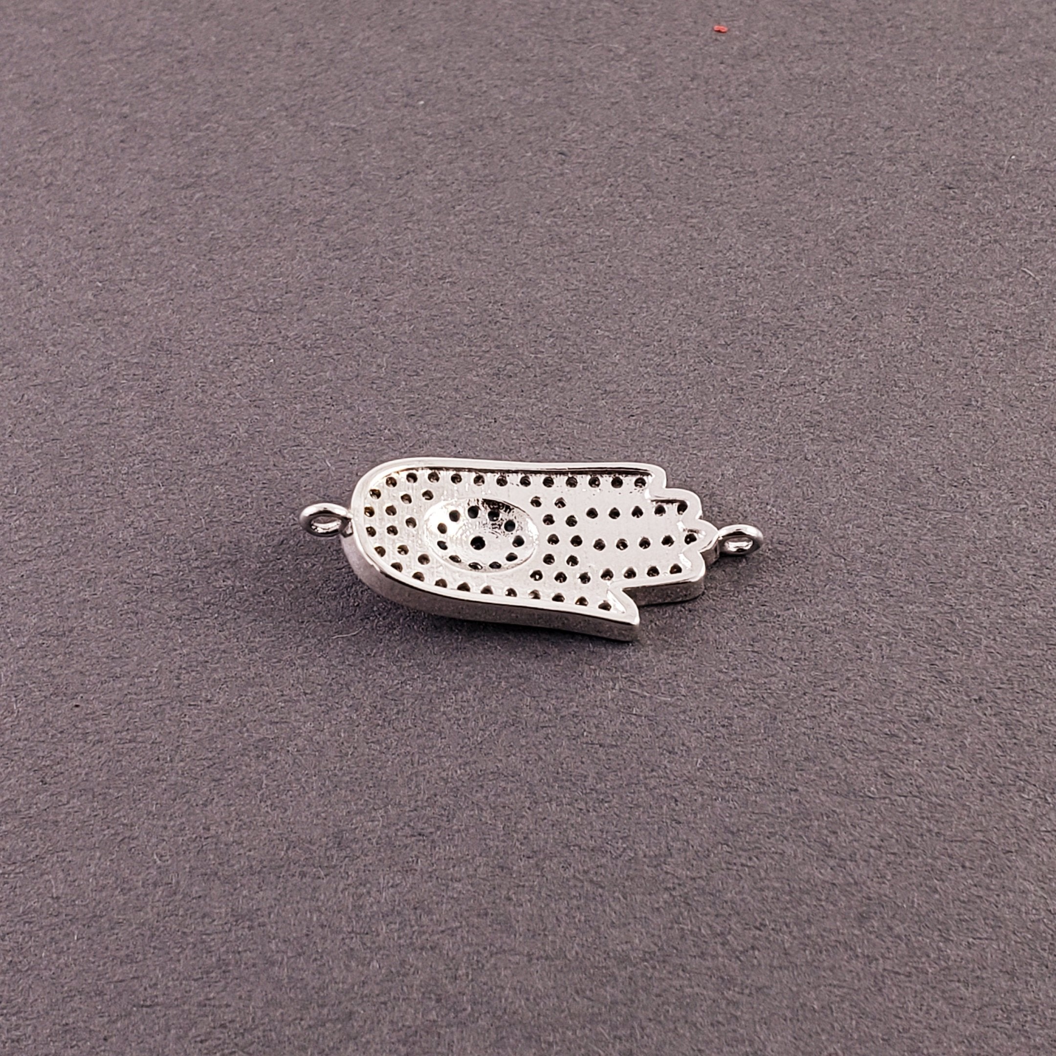 Evil Eye Hamsa Hand Nazariya Silver American Diamond Cubic Zirconia Charm Adustable Centre Pcs For Women