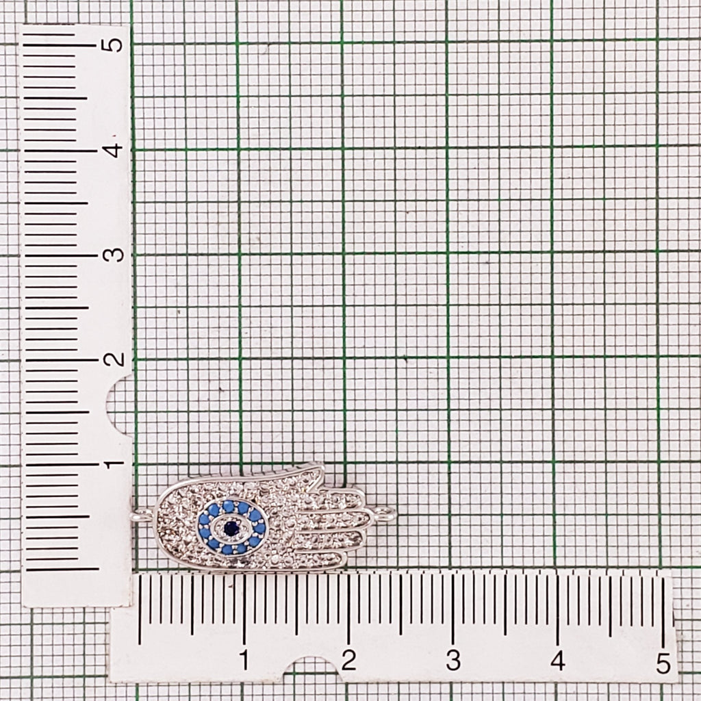 Evil Eye Hamsa Hand Nazariya Silver American Diamond Cubic Zirconia Charm Adustable Centre Pcs For Women