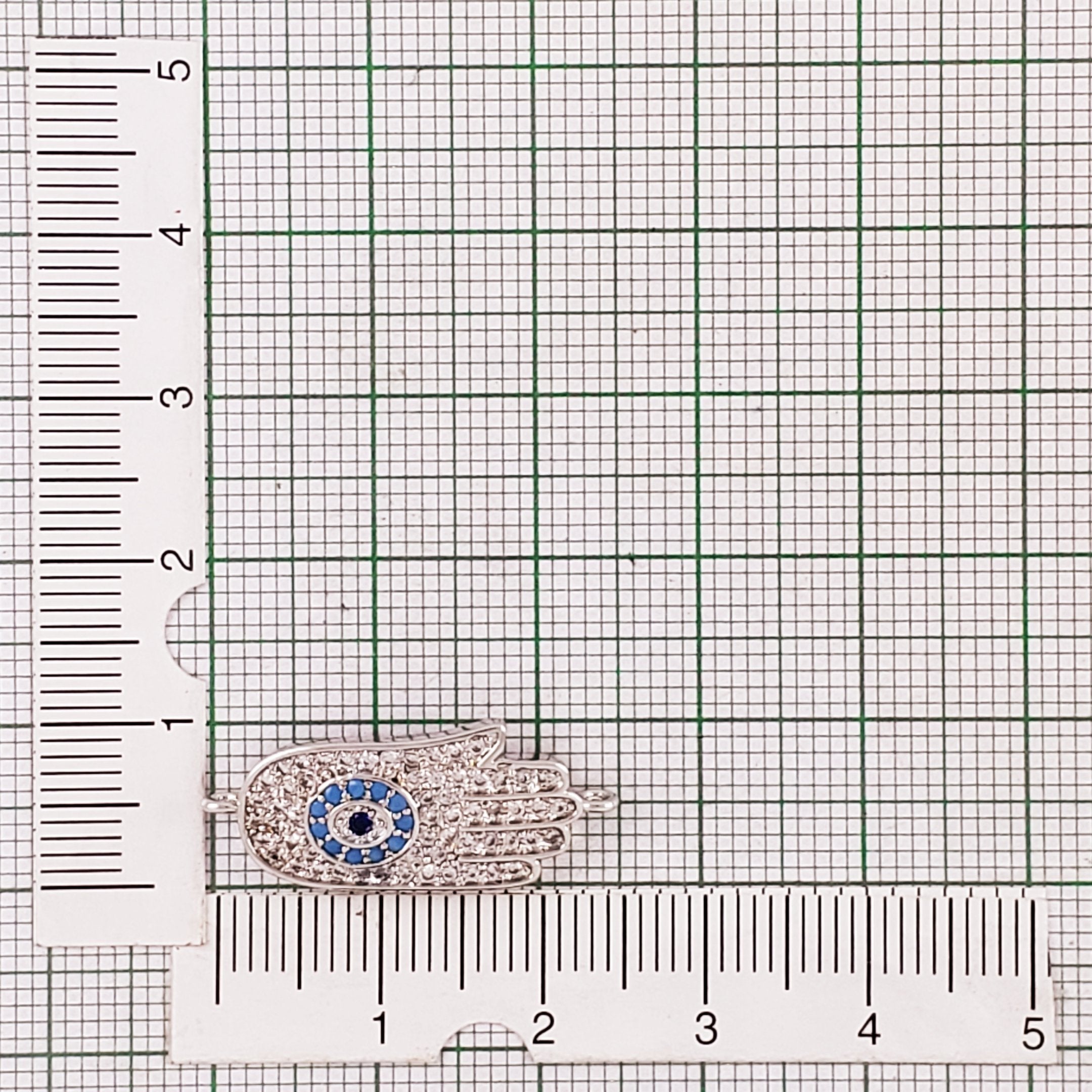 Evil Eye Hamsa Hand Nazariya Silver American Diamond Cubic Zirconia Charm Adustable Centre Pcs For Women