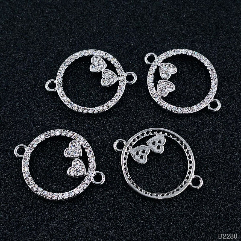 Heart Silver Cubic Zirconia American Diamond Centre Pcs For Women