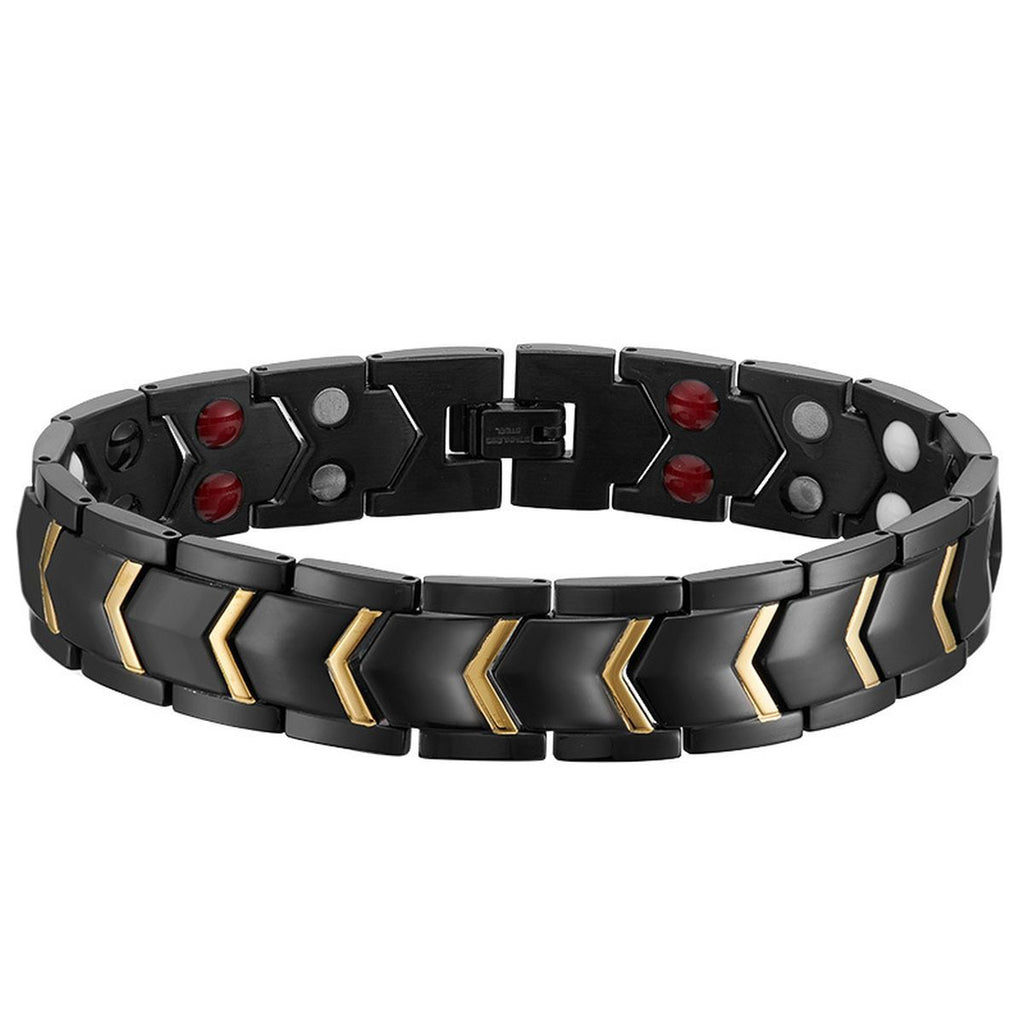 Magnet Therapy Health Energy Black Gold Bracelet For Men Bulk