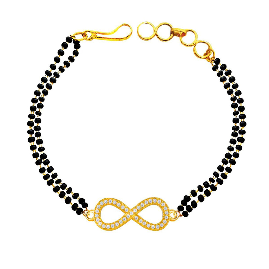 Infinity Zircon CZ Charm 22K Gold Haath Hand Mangalsutra Bracelet Bulk