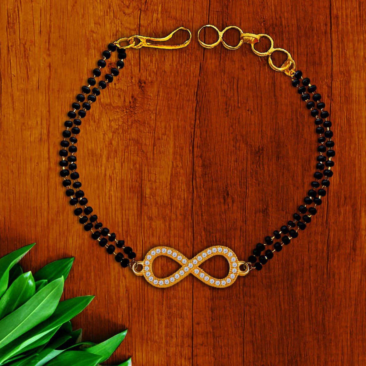 Infinity Zircon CZ Charm 22K Gold Haath Hand Mangalsutra Bracelet Bulk Main image