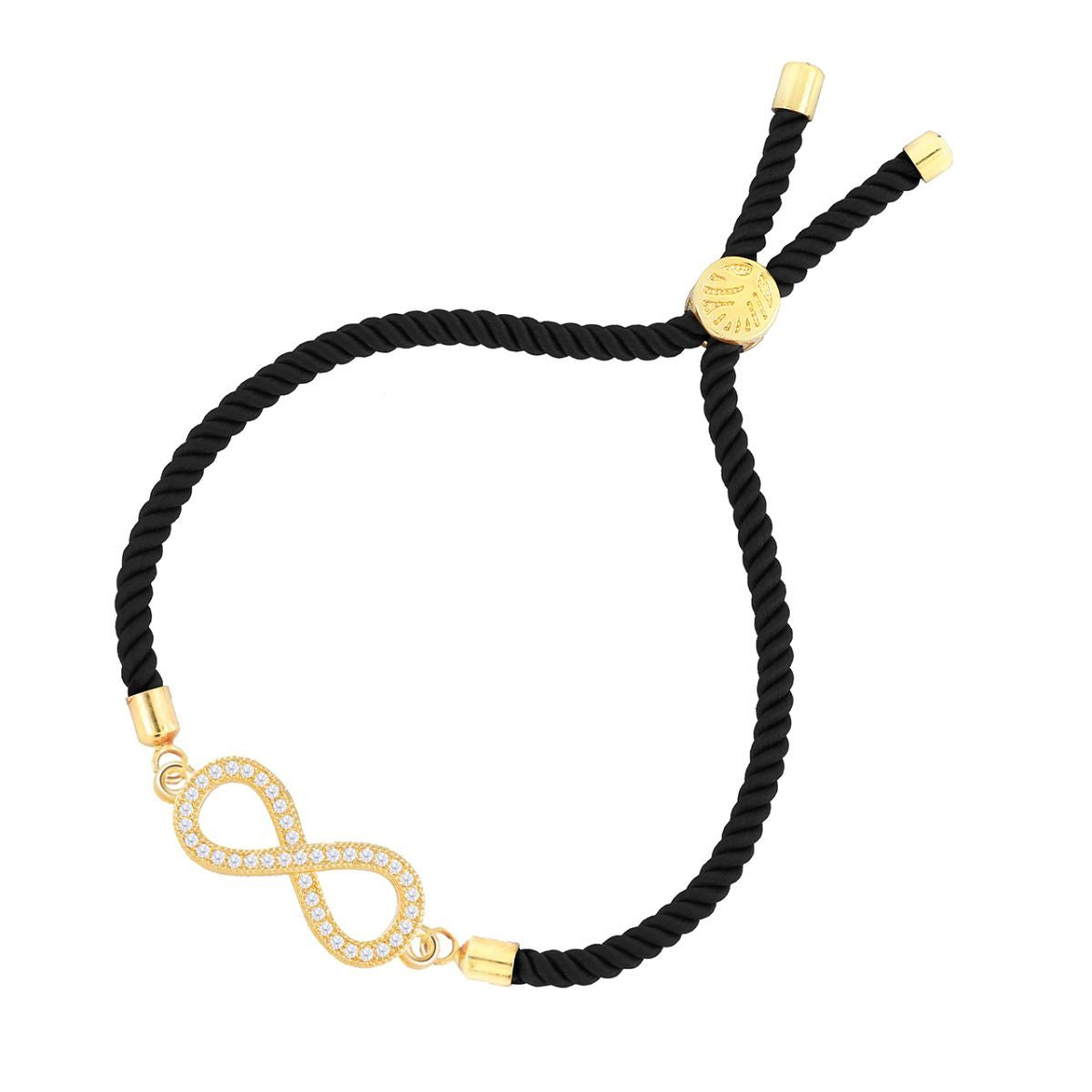 Infinity 18K Gold Black Cubic Zirconia Adjustable Thread Bracelet Secondary image