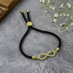 Infinity 18K Gold Black Cubic Zirconia Adjustable Thread Bracelet