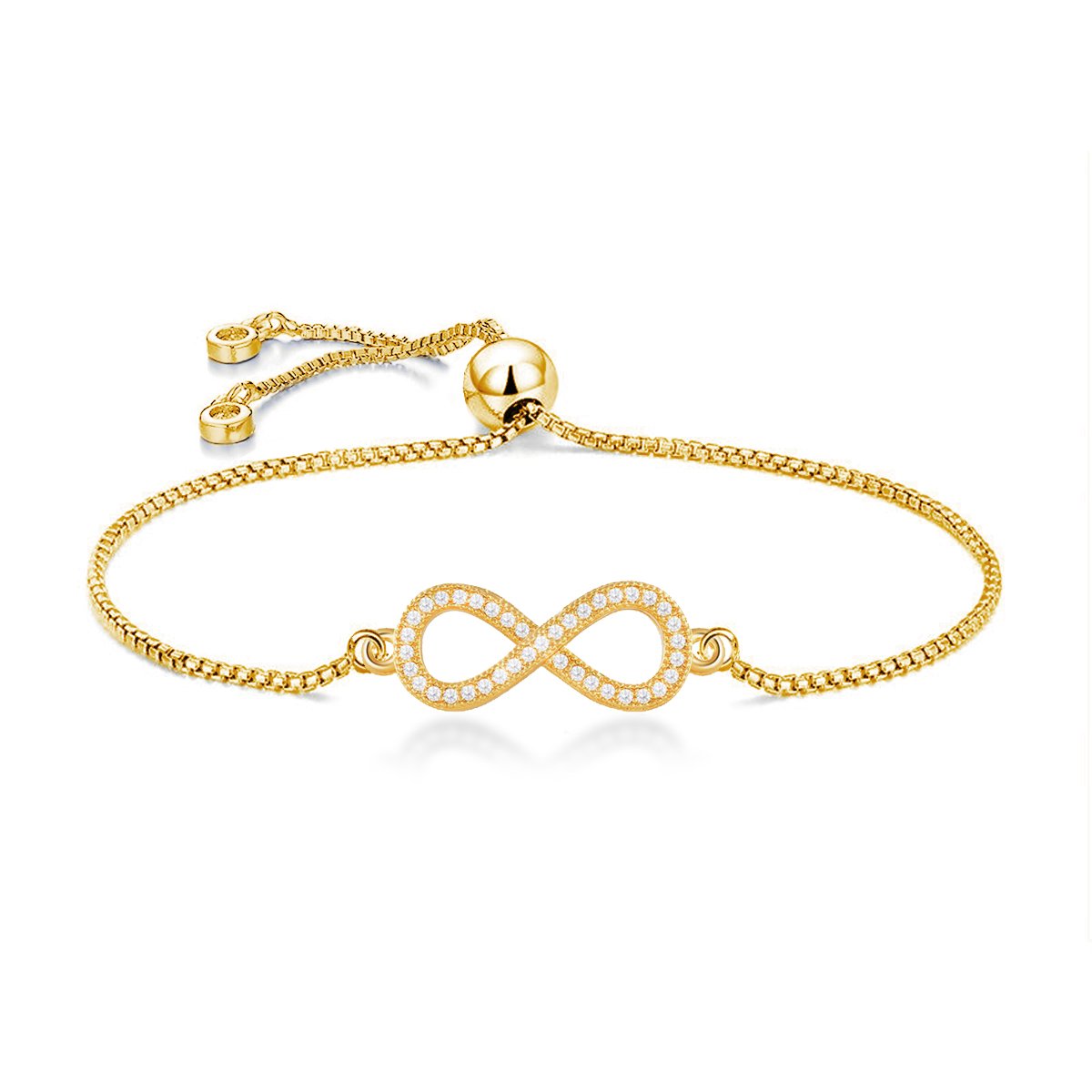 Infinity Gold Baguette Cubic Zirconia American Diamond Bracelet Bulk