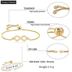 Infinity Gold Baguette Cubic Zirconia American Diamond Bracelet Bulk