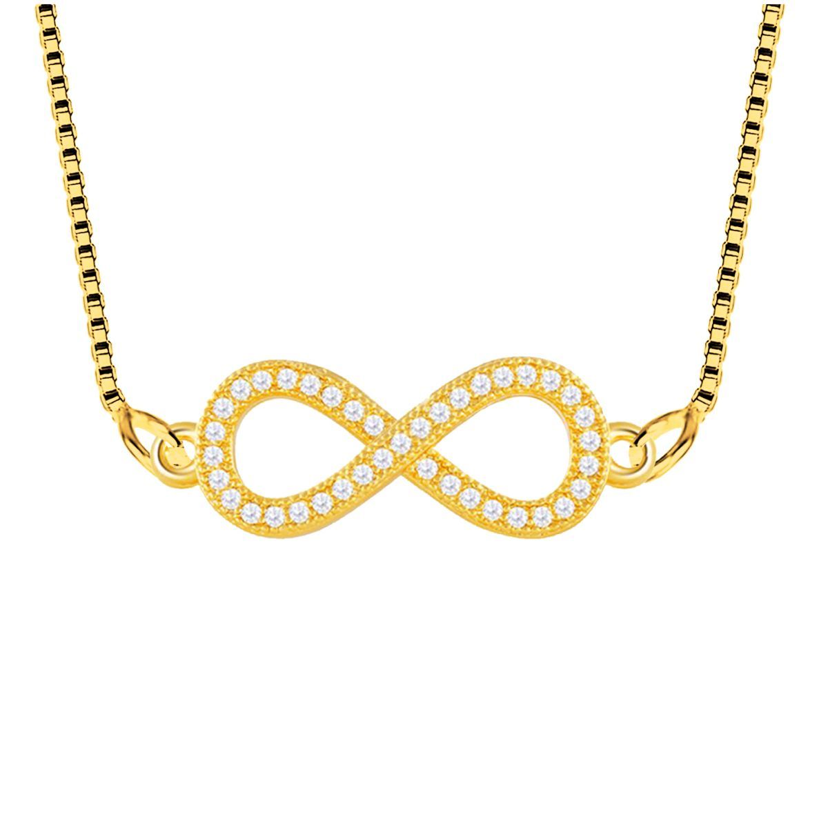 Infinity American Diamond Gold Necklace Pendant Chain Bulk