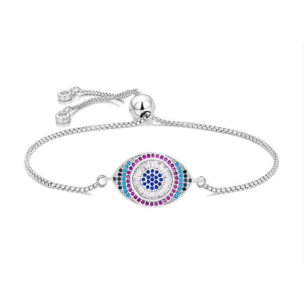 Silver White Slider Turkish Evil Eye Bracelet For Women Bulk