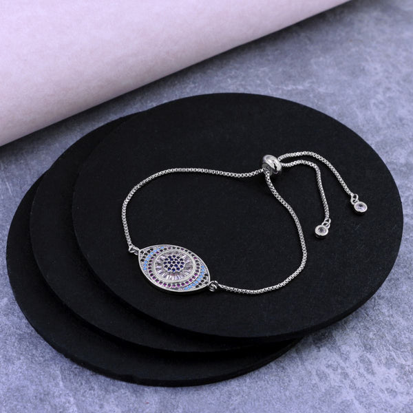 Silver White Slider Turkish Evil Eye Bracelet For Women Bulk Main image