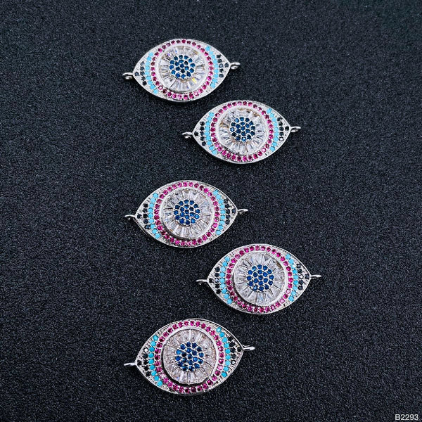 Evil Eye Nazariya Silver Pink Blue Black CZ Charm Centre Pcs Bulk Main image