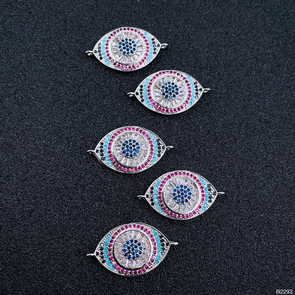 Evil Eye Nazariya Silver Pink Blue Black CZ Charm Centre Pcs Bulk