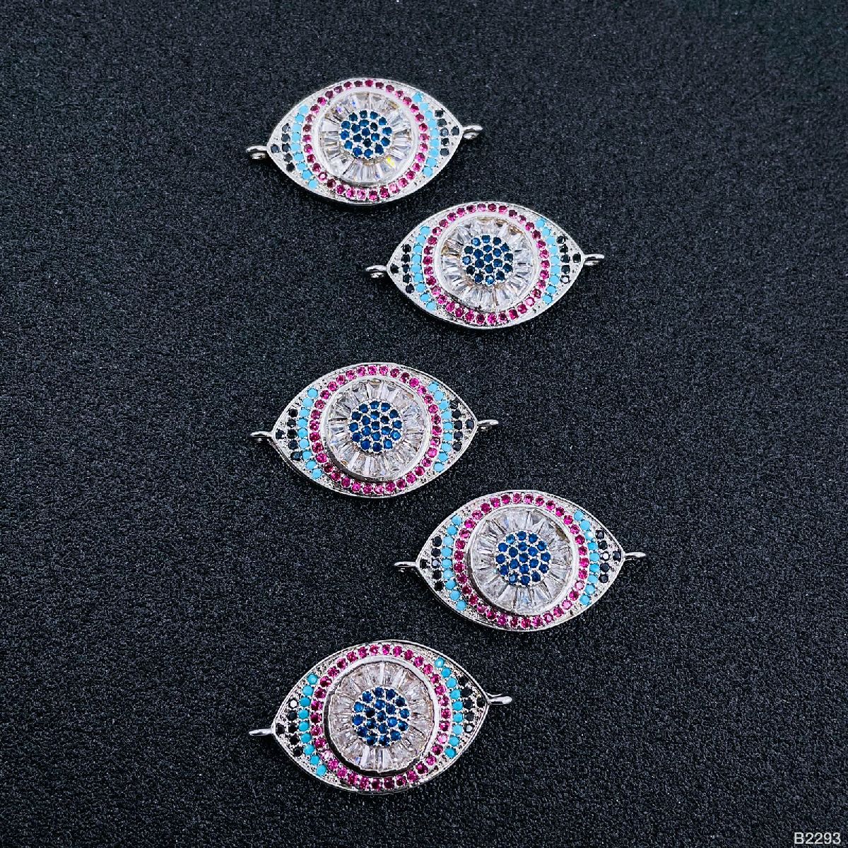 Evil Eye Nazariya Silver Pink Blue Black CZ Charm Centre Pcs Bulk