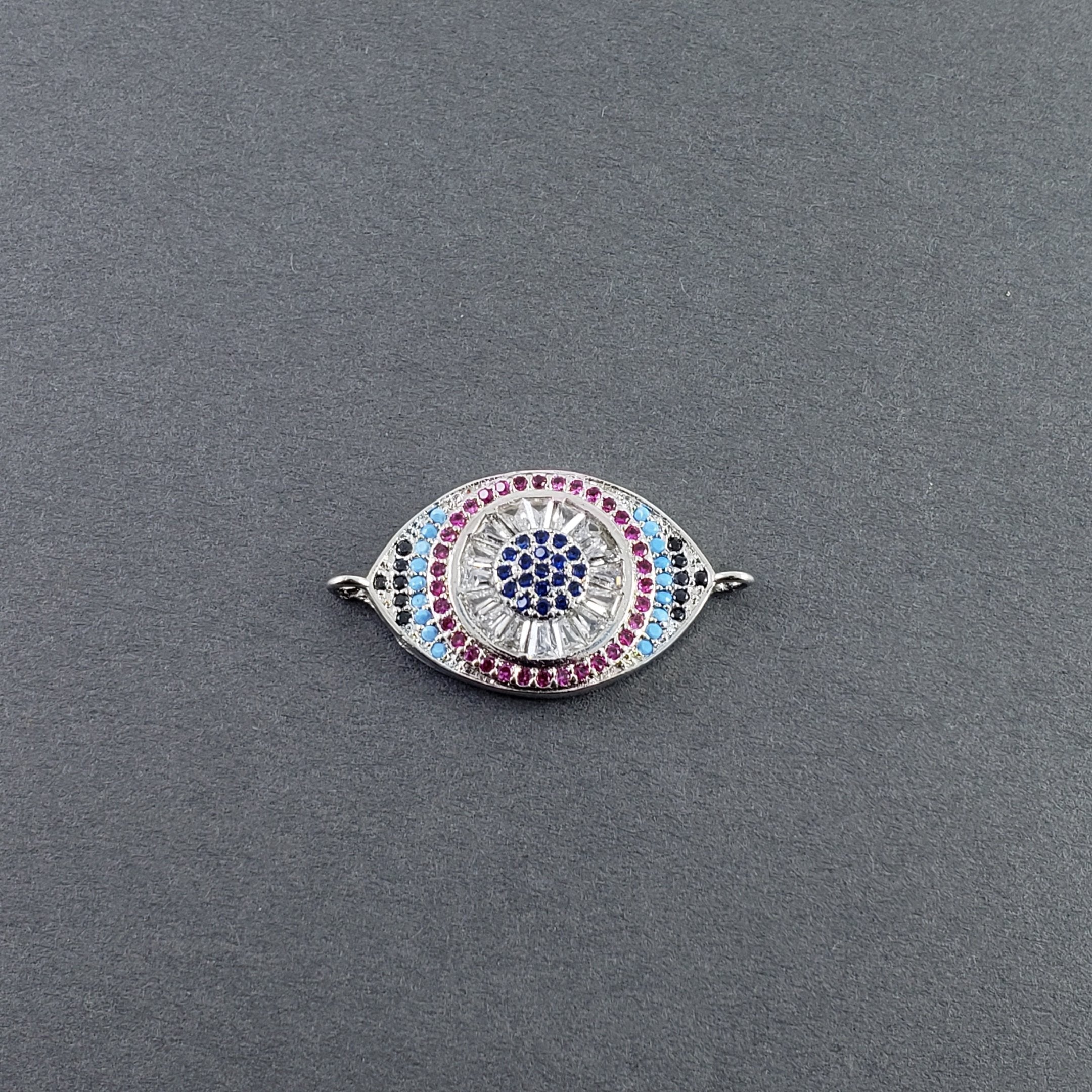 Evil Eye Nazariya Silver Pink Blue Black CZ Charm Centre Pcs Bulk