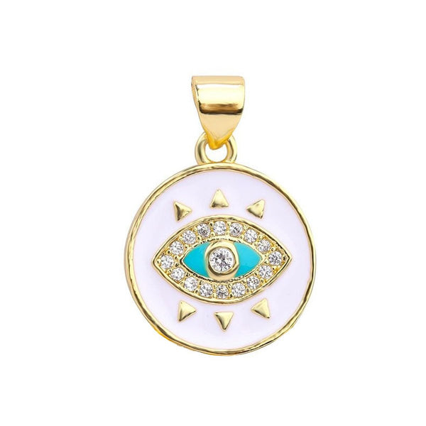 White Gold Turkish Evil Eye Medallion Pendant For Women Girls Bulk Main image