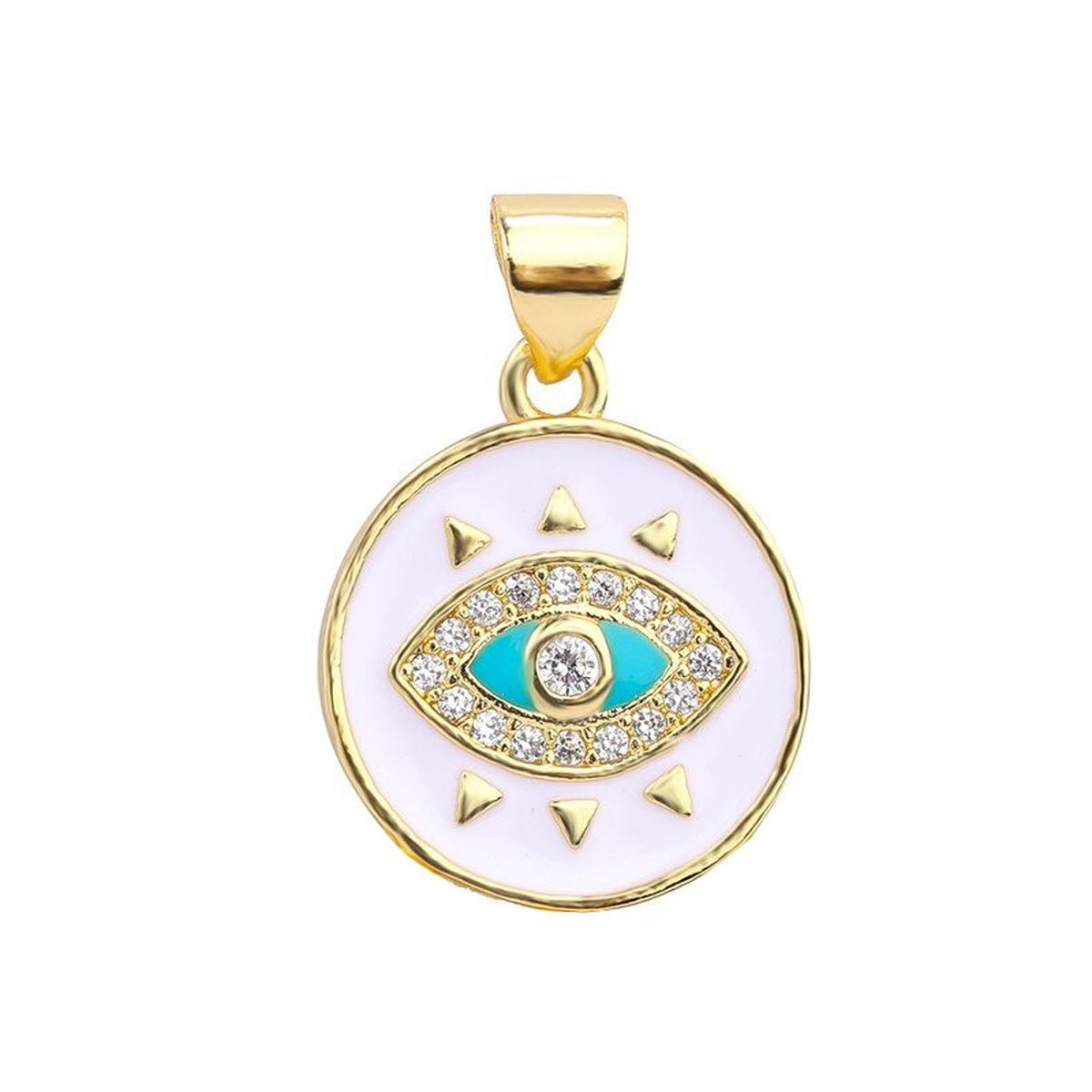 White Gold Turkish Evil Eye Medallion Pendant For Women Girls Bulk