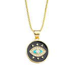 Turkish Evil Eye Medallion White Enamel Necklace Pendant Chain Bulk