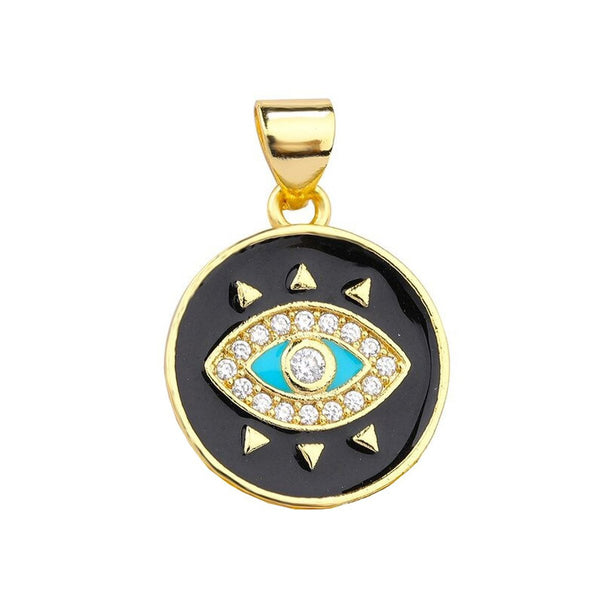 Black Gold Turkish Evil Eye Medallion Pendant For Women Girls Bulk Main image