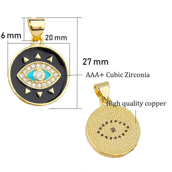 Black Gold Turkish Evil Eye Medallion Pendant For Women Girls Bulk Secondary image