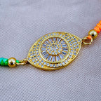 Evil Eye Copper Gold Baguette CZ Thread Adjustable Bracelet Bulk