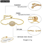 Turkish Evil Eye Gold Cubic Zirconia Adjustable Slider Bracelet Bulk