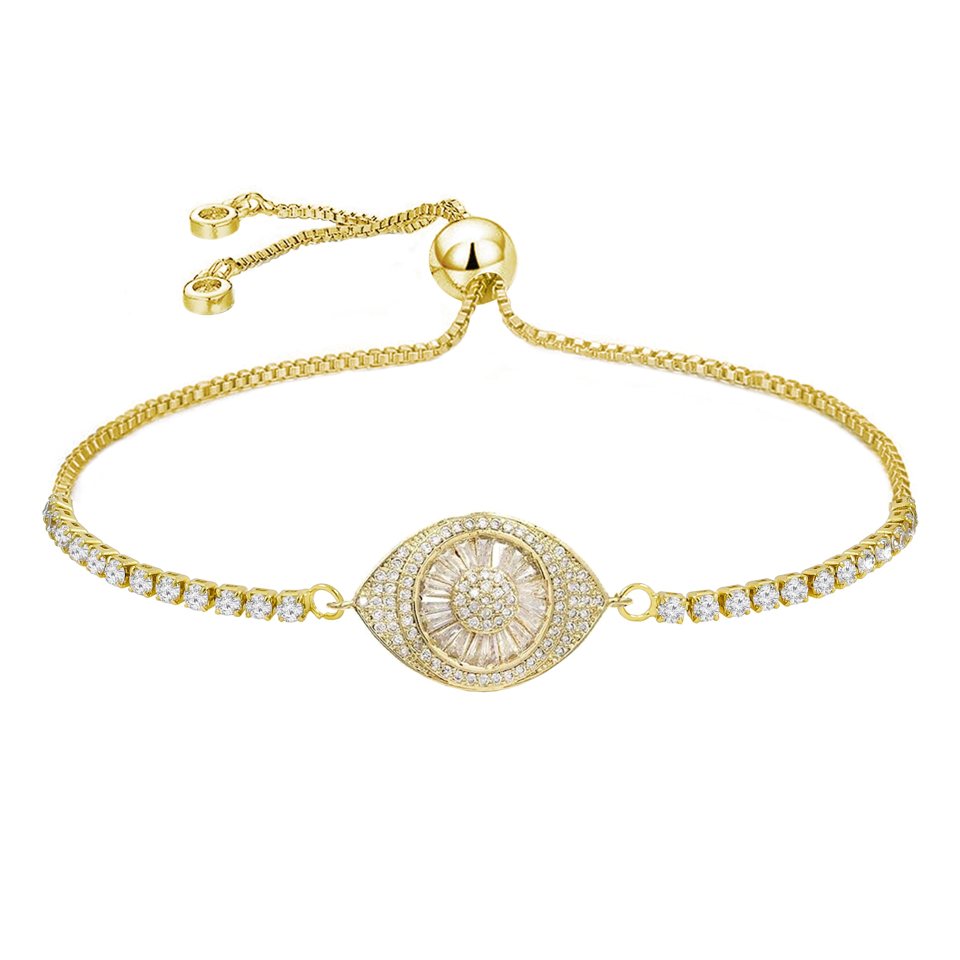 Gold Slider Turkish Evil Eye Bracelet For Women Bulk