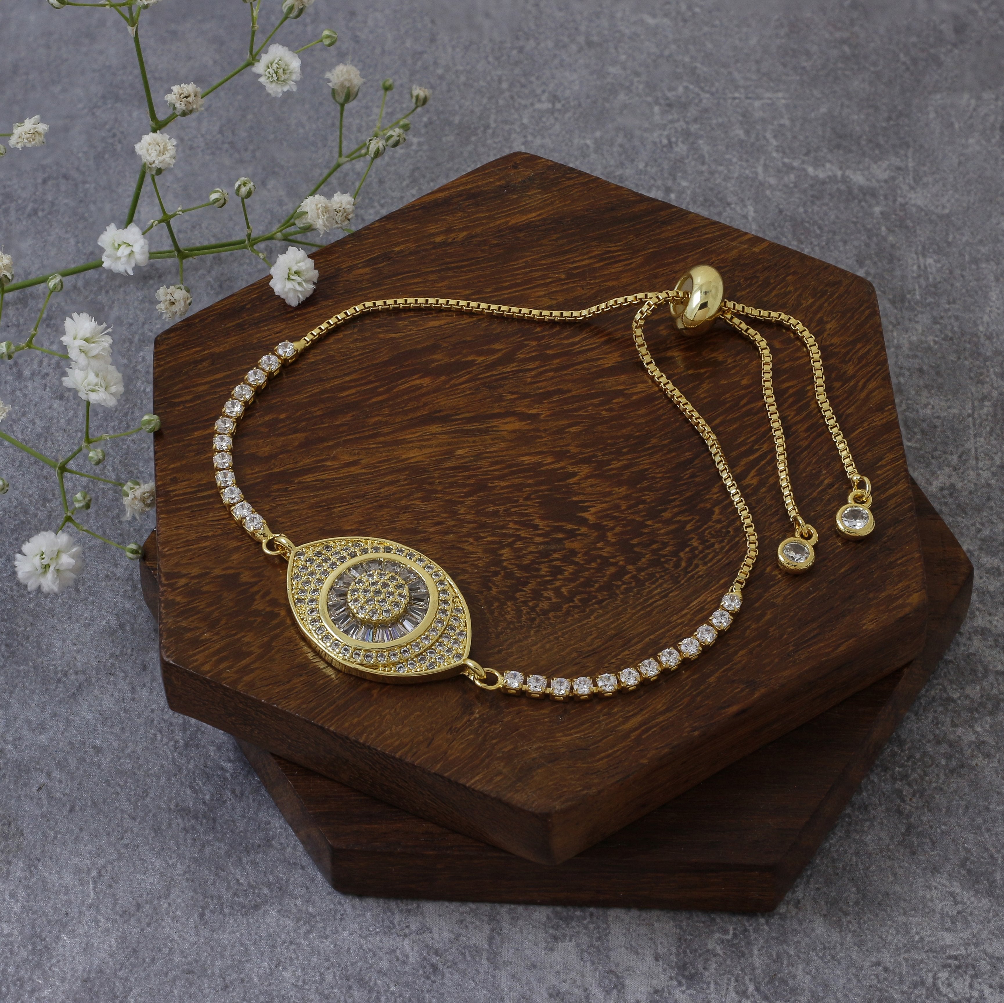Gold Slider Turkish Evil Eye Bracelet For Women Bulk Main image