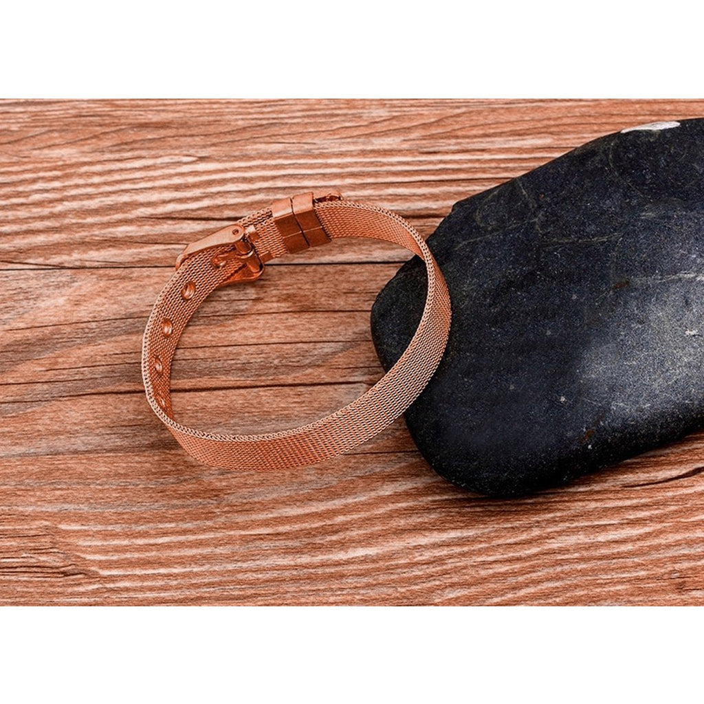 Mesh Belt Buckle Rose Gold Stainless Steel Adjustable Bracelet Bulk