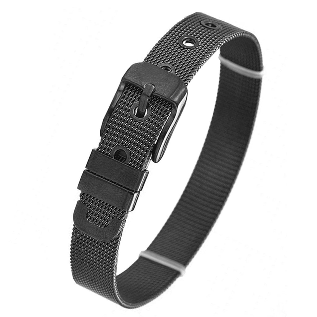 Mesh Belt Buckle Black Surgical Stainless Steel Adjustable Bracelet