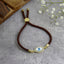 Oval Evil Eye Mother Of Pearl CZ Gold Brown Thread Bracelet Bulk