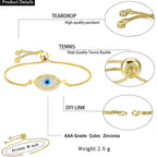 Turkish Evil Eye Mother Of Pearl CZ Gold Slider Bracelet Bulk