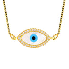 Oval Turkish Evil Eye CZ Silver Necklace Pendant Chain Bulk