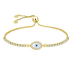Blue Oval Cubic Zirconia Slider Turkish Evil Eye Bracelet Women Bulk