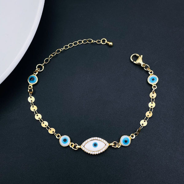 Copper Oval Evil Eye Cubic Zirconia Gold Adjustable Bracelet Bulk Main image