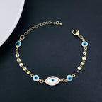Copper Oval Evil Eye Cubic Zirconia Gold Adjustable Bracelet Bulk