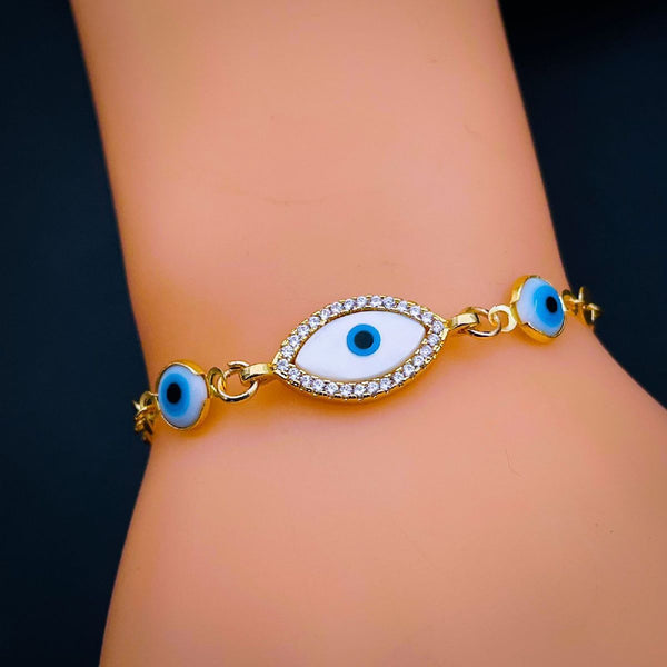 Copper Oval Evil Eye Cubic Zirconia Gold Adjustable Bracelet Bulk Secondary image