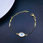 Oval Gold Evil Eye CZ Mother Of Pearl Hand Mangalsutra Bracelet Bulk