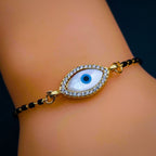 Oval Gold Evil Eye CZ Mother Of Pearl Hand Mangalsutra Bracelet Bulk