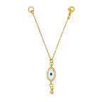 Evil Eye Nazariya Mother Of Pearl Zircon American Diamond 22K Gold Slim Link Chain Watch Charm For Women