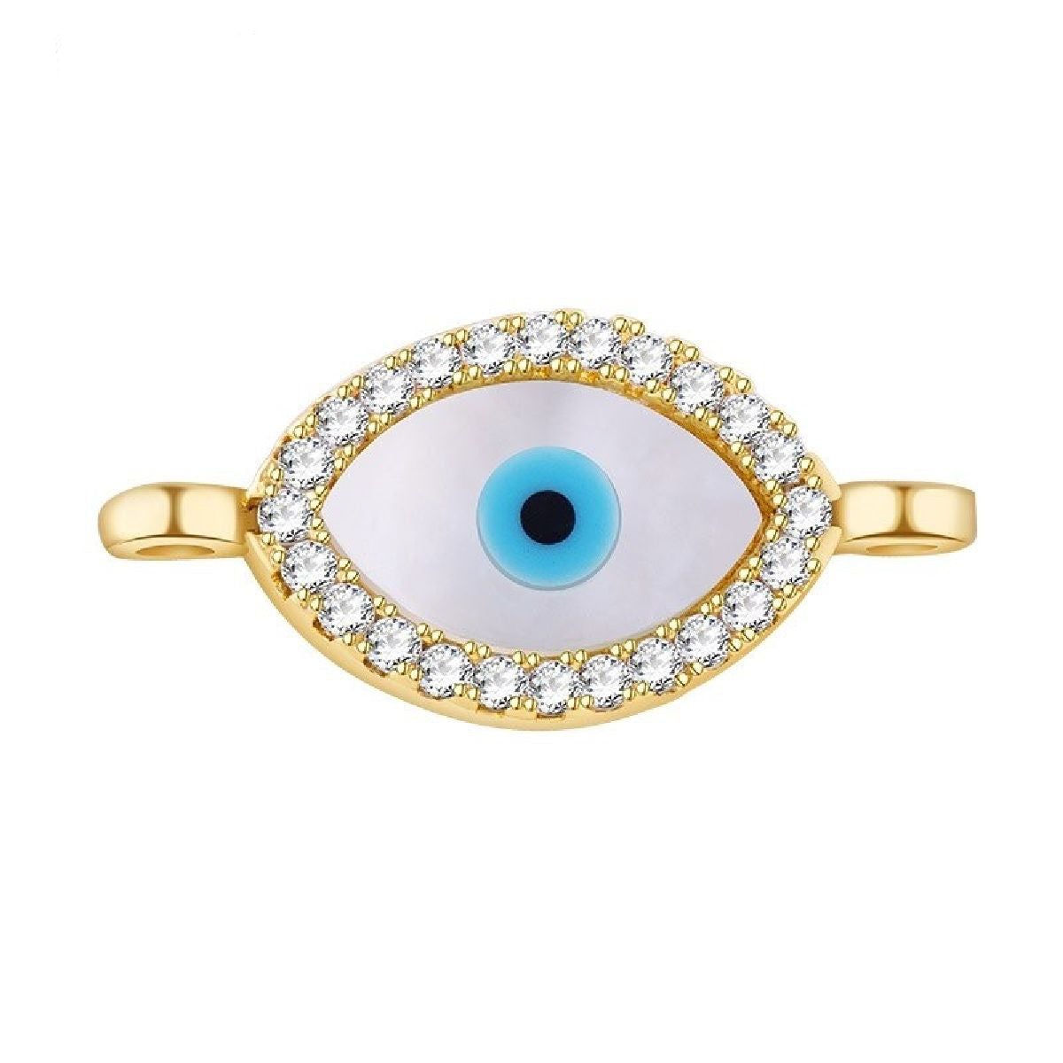 Evil Eye Oval Black Silver American Diamond Copper Centre Pcs Bulk Secondary image